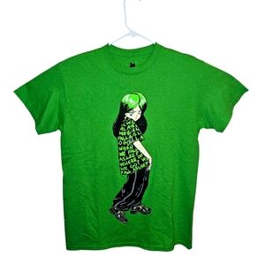 Billie Eilish Anime Billie Size Medium   T-shirt Lime Green
